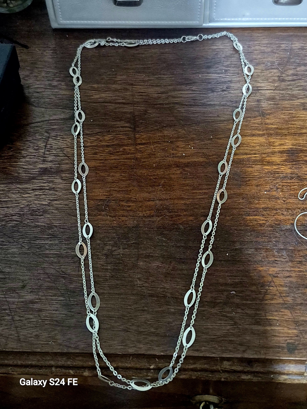 Double-Strand Oval Link Necklace in Silver for Women